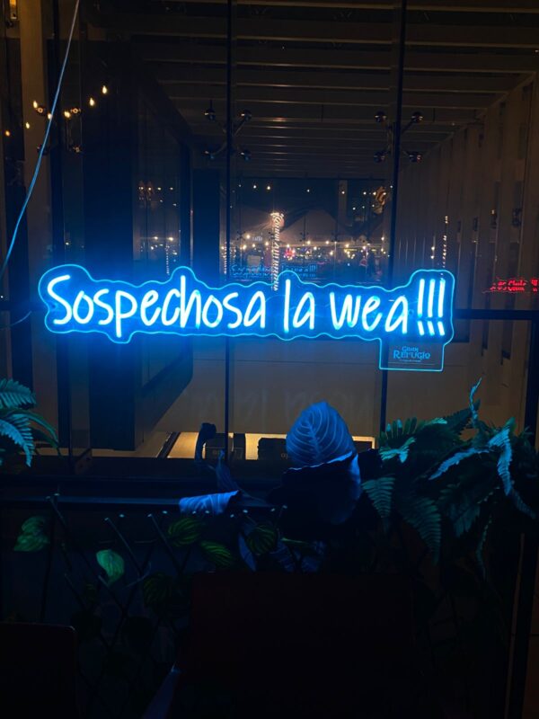 Neón “Sospechosa la weá!!!”
